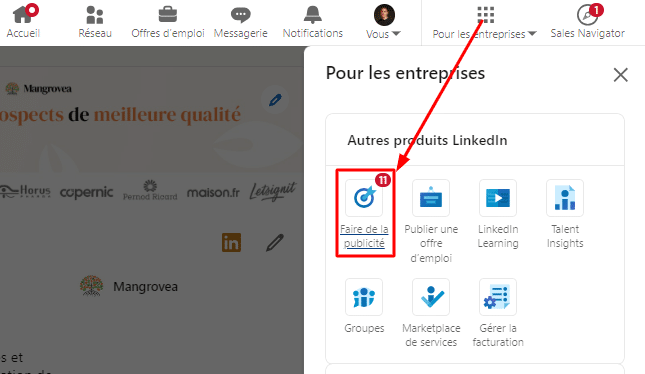 accéder à linkedin ads