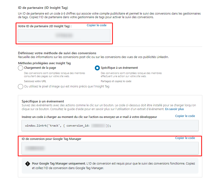 identifiant de conversion google tag manager