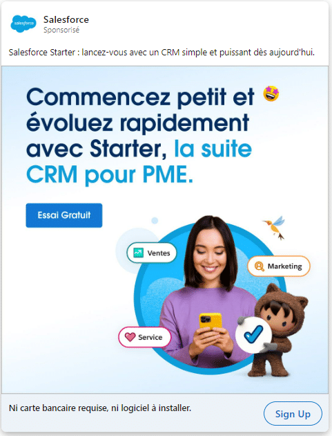 linkedin ads : image présentant le service salesforce