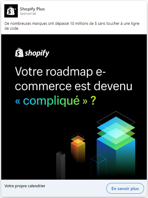 linkedin ads : image présentant un problème par shopify