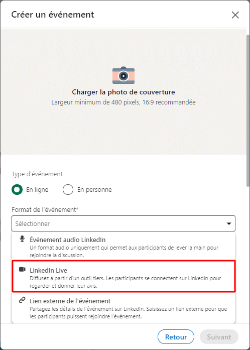 créer un live linkedin