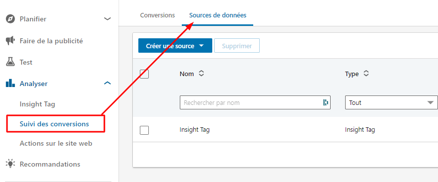 tracking linkedin ads source de données