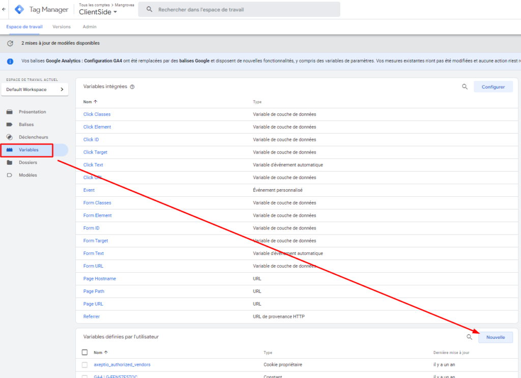 add a google tag manager variable