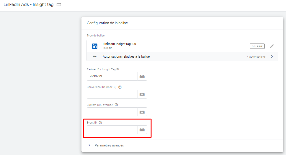 event id tracking linkedin ads 